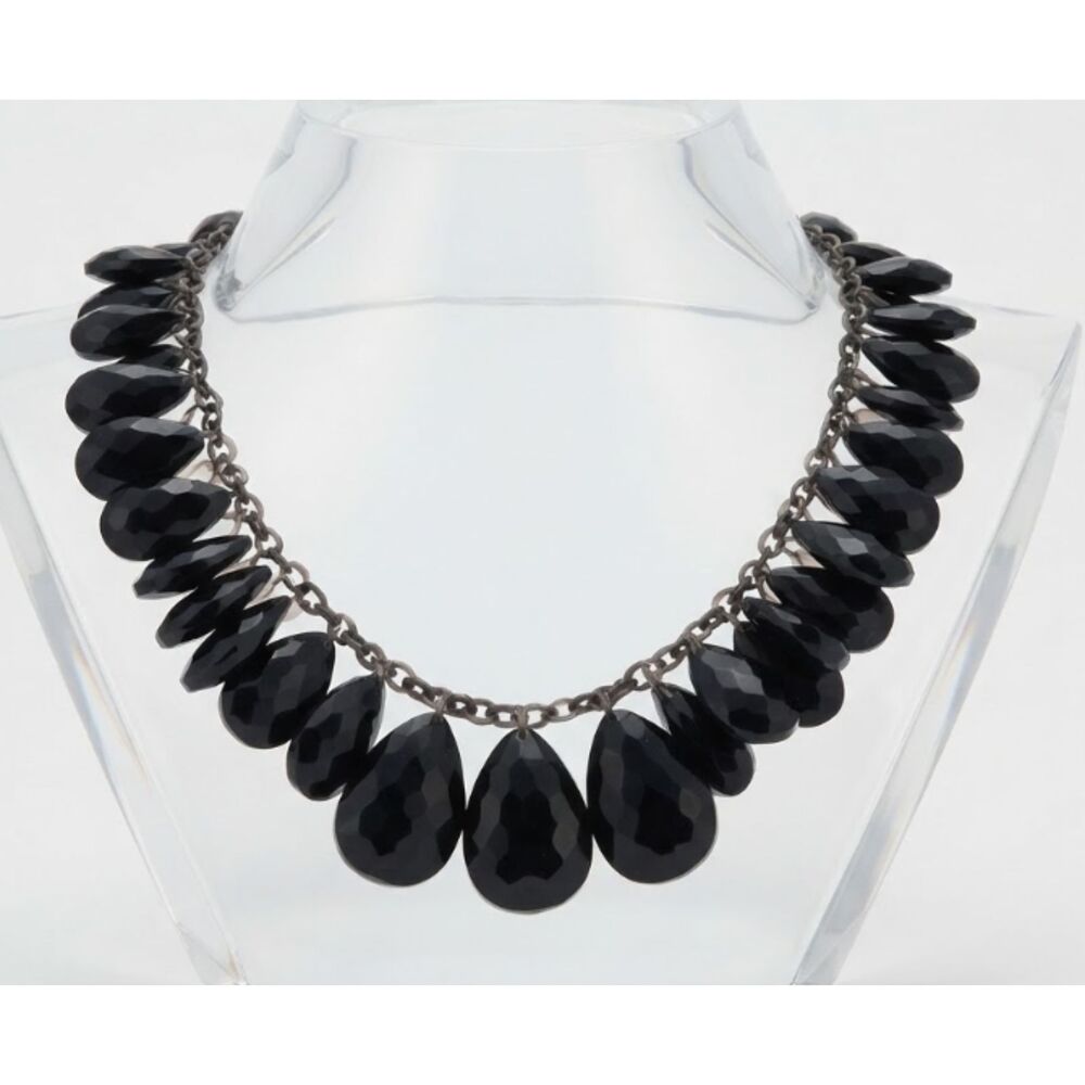 NWT 245 Lee Angel Women's Black Resin Teardrop Toggle Necklace